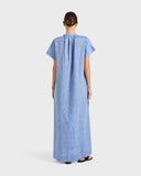 Leiden Organic Linen Maxi Dress - Denim