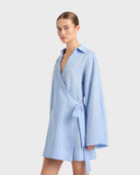 Leiden Wrap Mini Dress - Sky