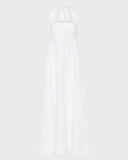Delphi Organic Linen Halter Maxi Dress - White
