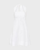 Delphi Organic Linen Halter Mini Dress - White